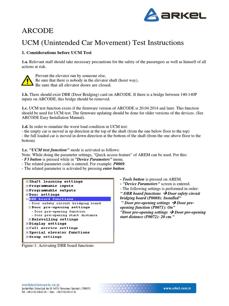UCM Test Instructions for ARCODE | PDF | Elevator | Parameter (Computer ...