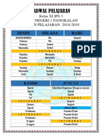 Jadwal Pelajaran Kelas XI IPS 3 SMAN 1 Pangkalan 2018-2019