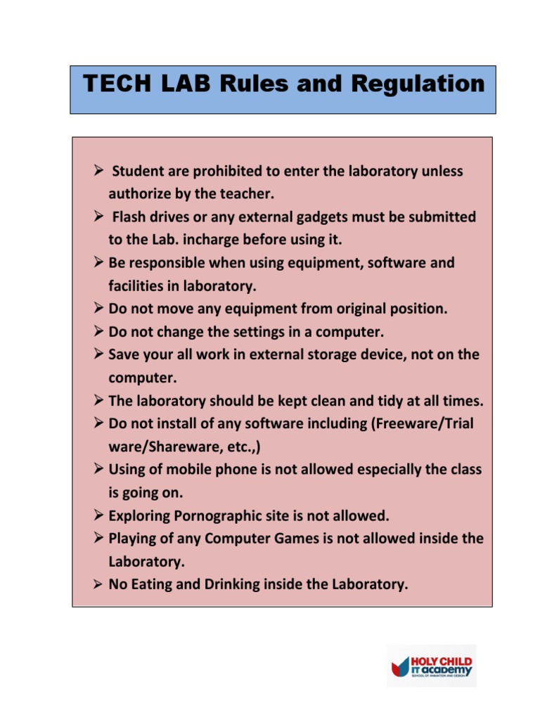 TECH LAB Rules and Regulation PDF