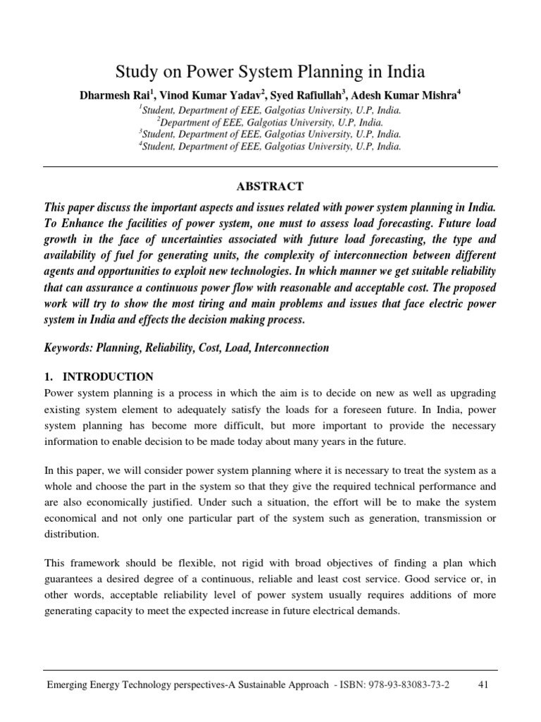 Power System Planning | PDF | Electric Power Transmission | Reliability ...