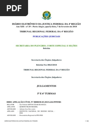 Diário Eletrônico Da Justiça Federal Da 4ª Região - 