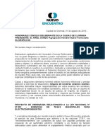 Proyecto de Ordenanza Relacionado a La Ley Nacional Nro 27 351 Exencion de Tasas Municipales Para Electrodependientes