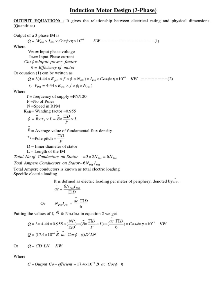 3-Phase Induction Motor Design | PDF | Alternating Current | Force