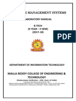 Dbms Lab Manual - II B.tech It Semii (2017-18)