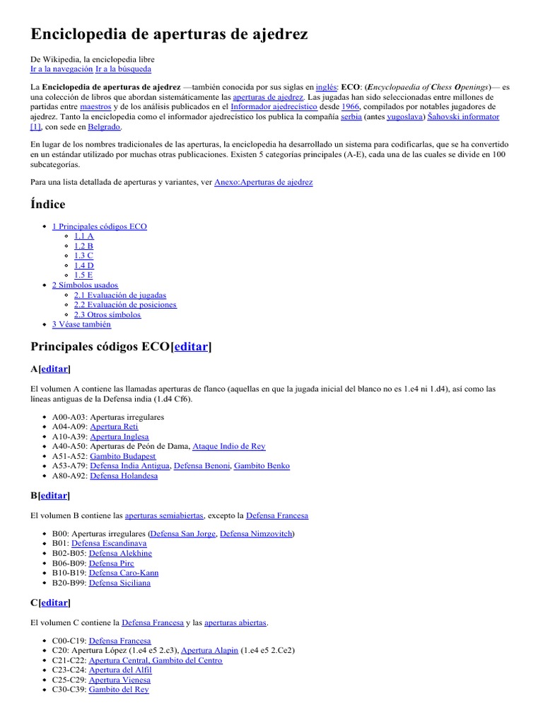 Enciclopedia De Aperturas De Ajedrez Pdf