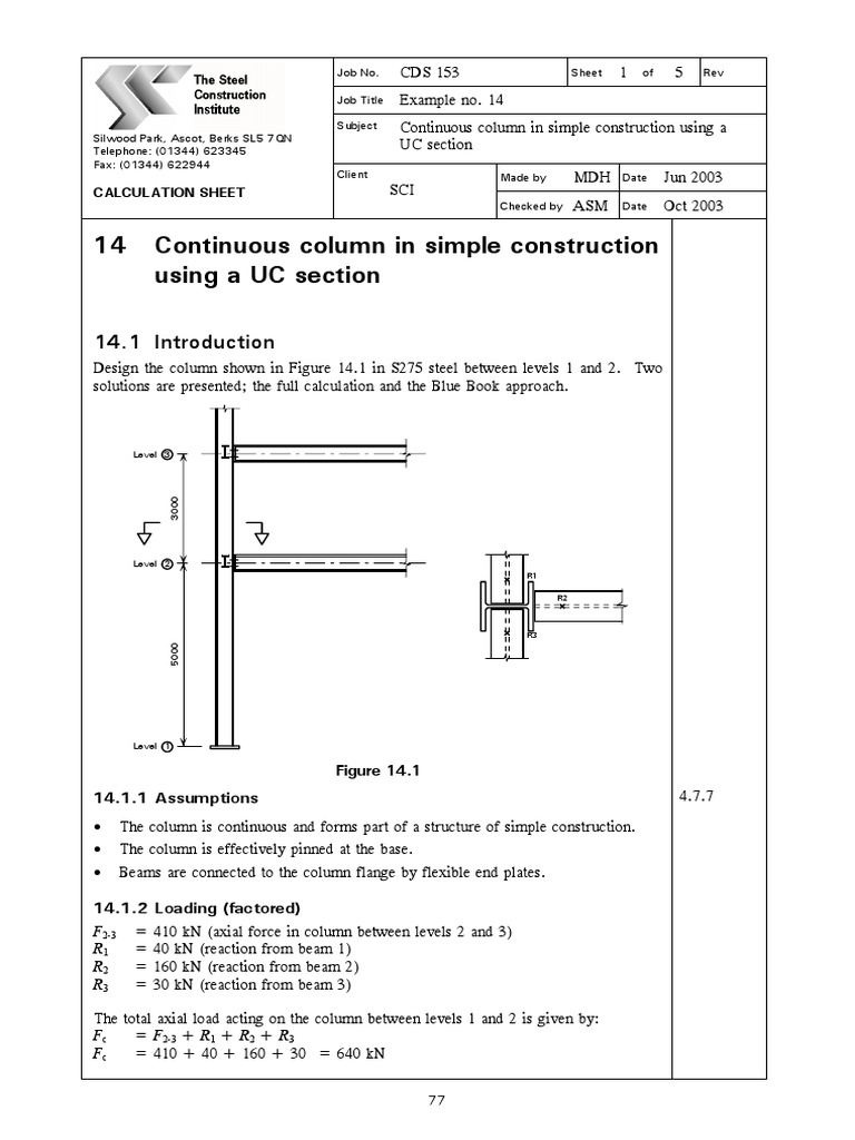 Continuous Column Design in S275 Steel | PDF | Beam (Structure) | Column