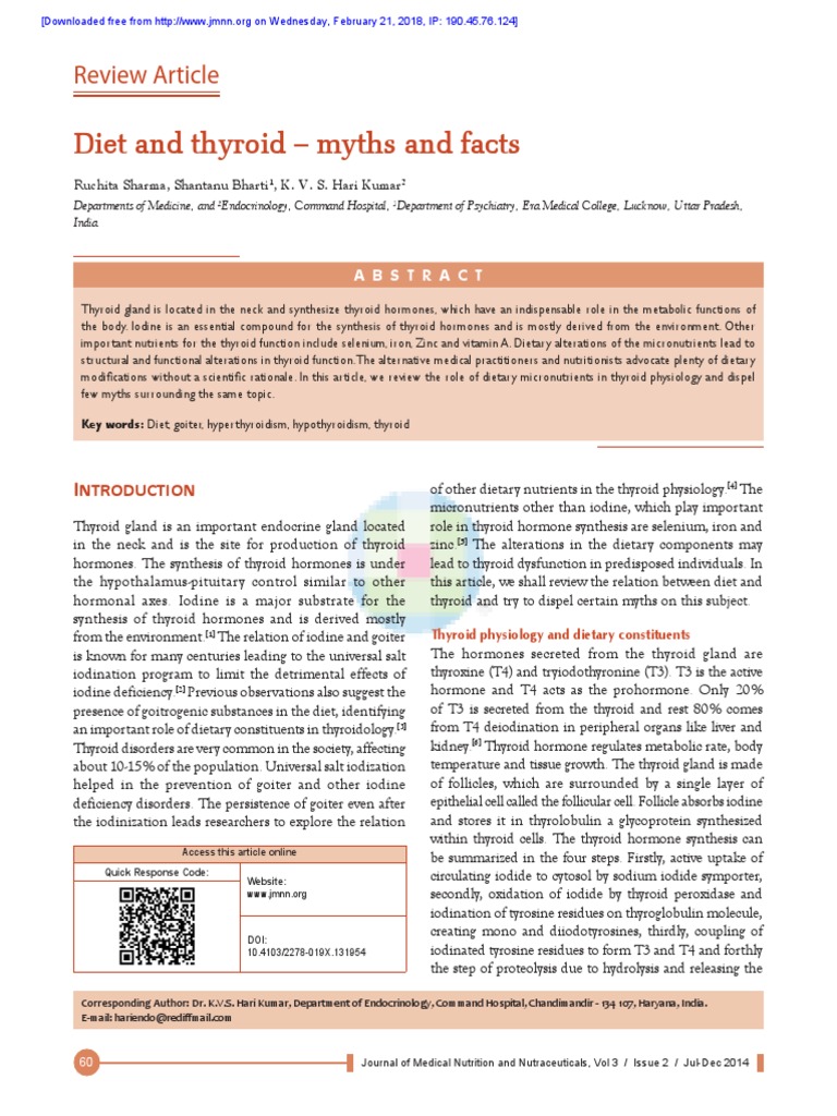 Diet's Impact on Thyroid Health | PDF | Thyroid | Hypothyroidism