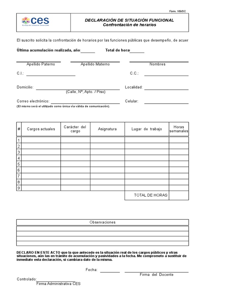 Form 169 Confrontacion - Ods | PDF