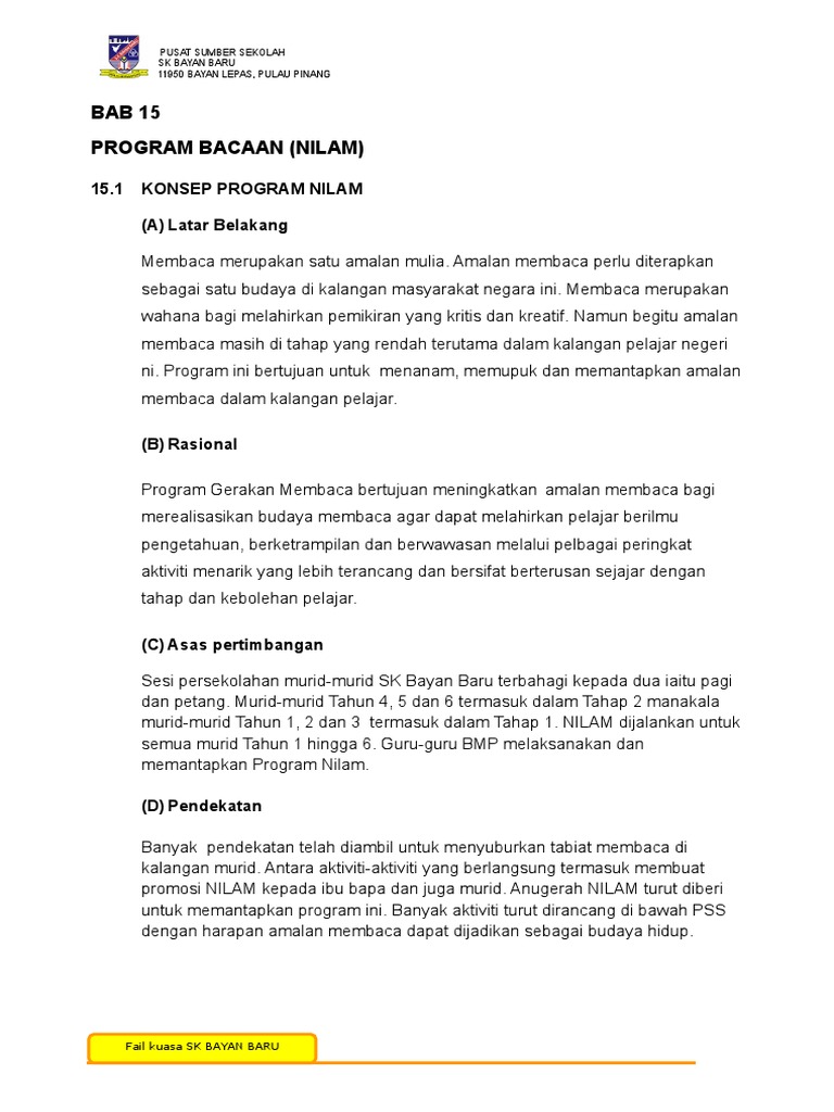 Bab 15 Program Bacaan Nilam