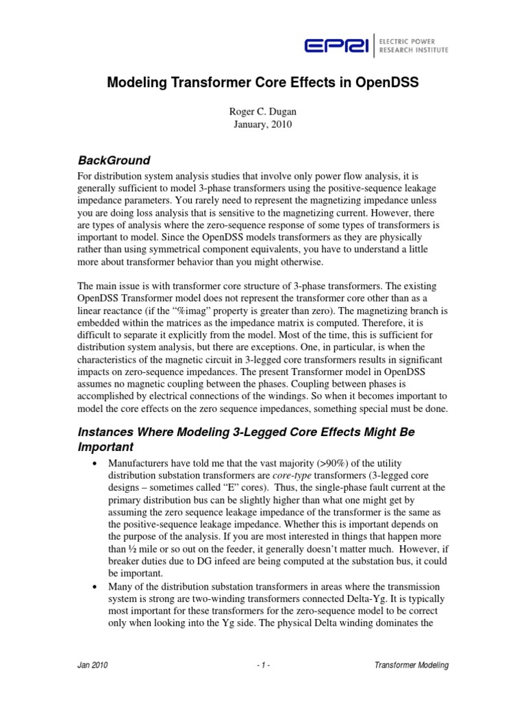 Modeling Transformer Core Effects in OpenDSS | PDF | Transformer ...