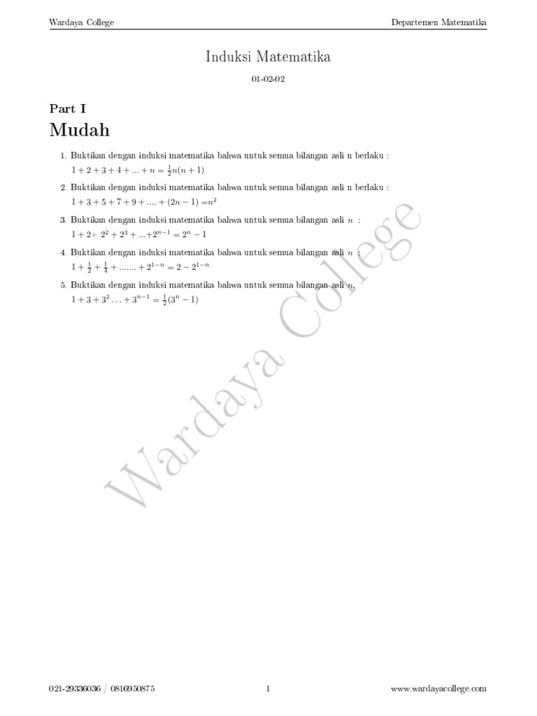01 02 03 Induksi Matematika Soal Pdf