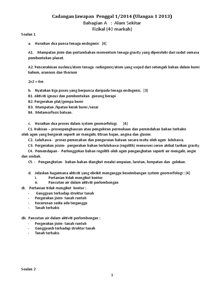 Analisis Soalan Stpm Geografi P1 2012 2013 2014 Dan 2015 Pdf