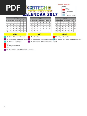 Summer Calendar 2017