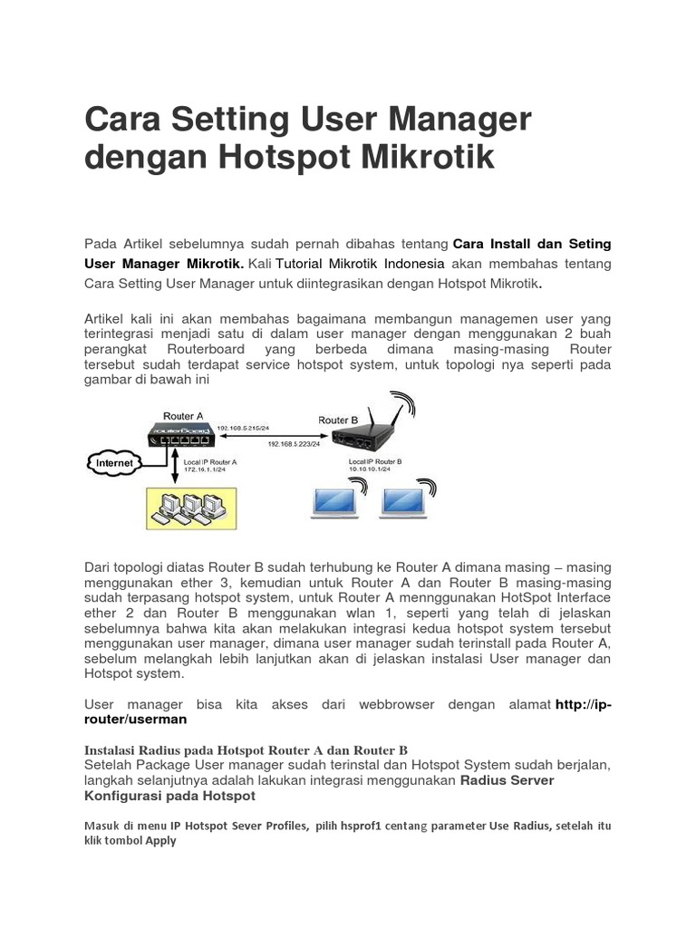 7 Cara Setting User Manager Dengan Hotspot Mikrotik