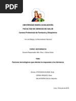 Biofarmacia Factores tecnológicos que afectan la respuesta a los fármacos