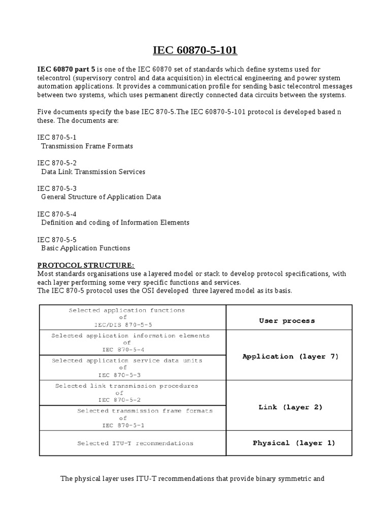 IEC 60870-5-101 Protocol Overview | PDF | Data Type | Byte