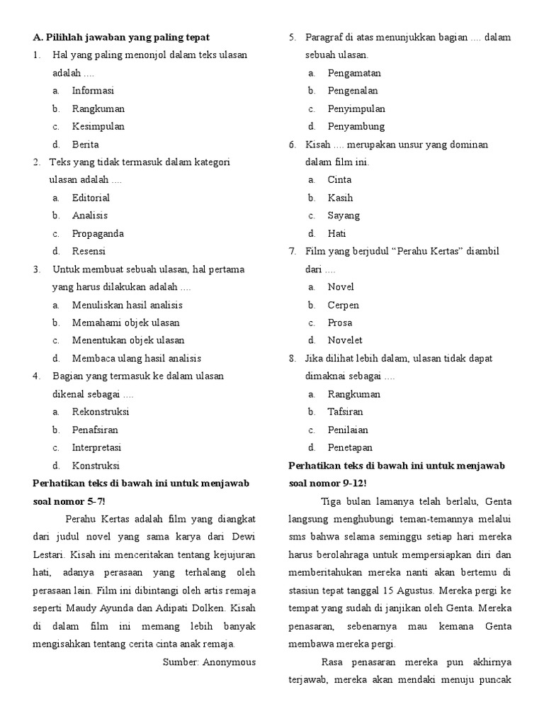 Contoh Teks Review Film Perahu Kertas Berbagai Teks Penting