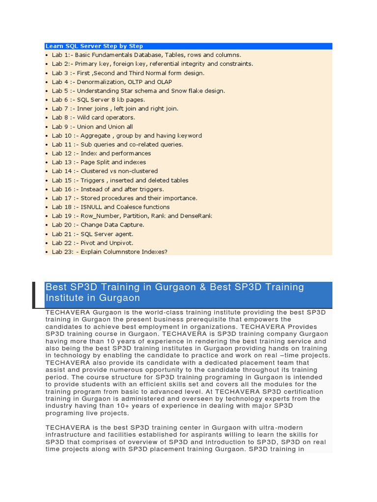 Learn SQL Server Step by Step & SP3D Download Lik | PDF | Microsoft Sql ...