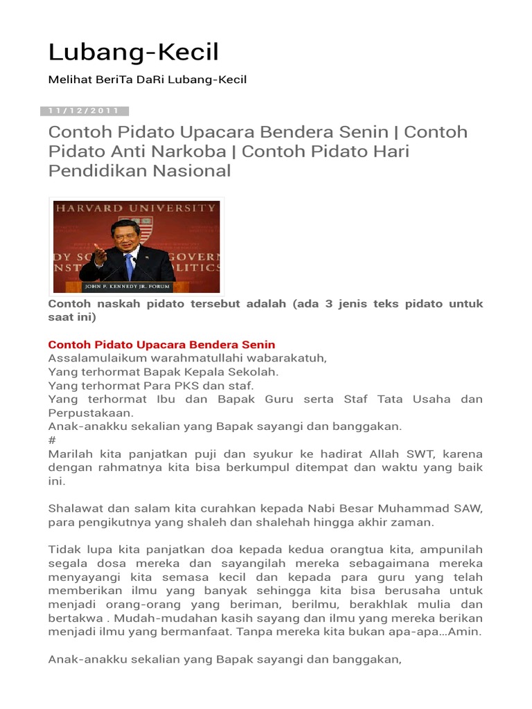Contoh Pidato Upacara Bendera Senin HTML PDF