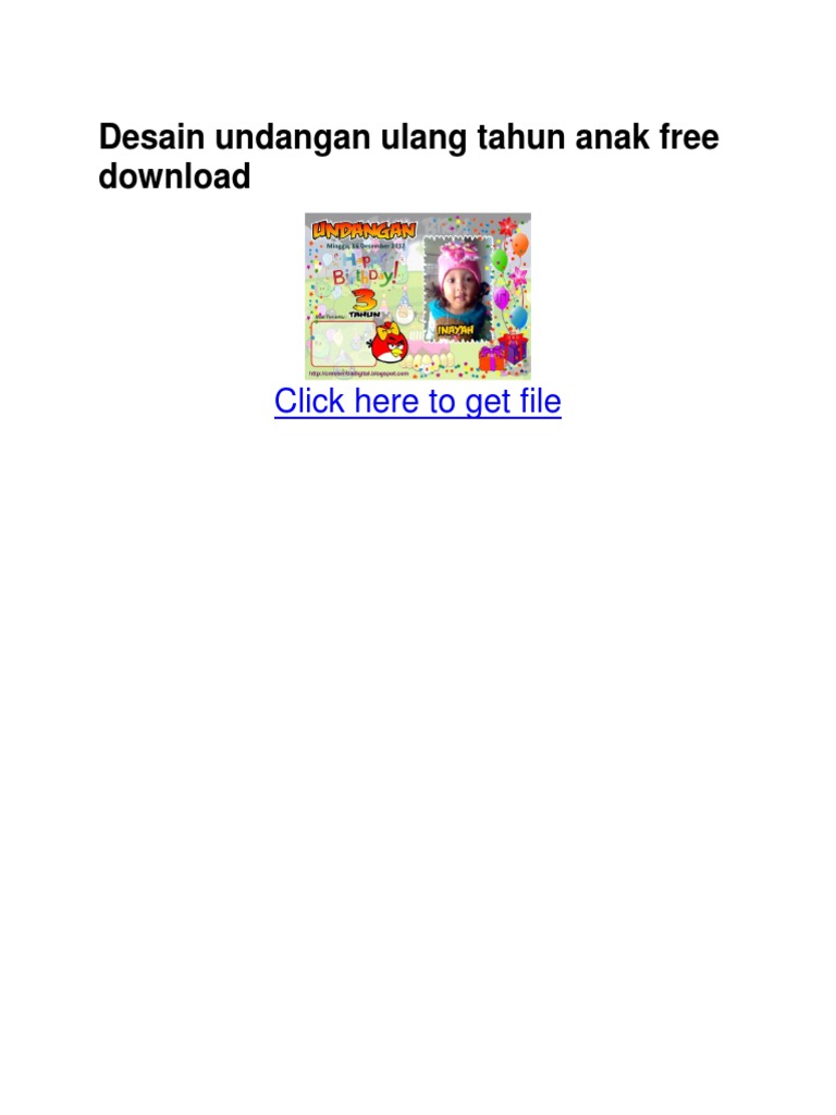  Desain  Undangan  Ulang Tahun Anak Free Download