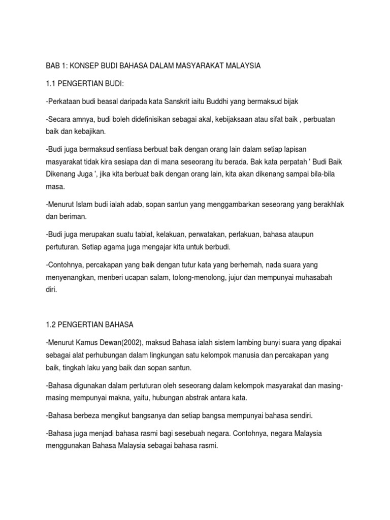 Nota Bab 1 Budi Bahasa Pdf