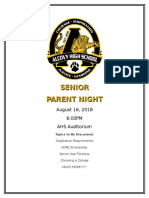 2018 Senior Parent Night Flyer