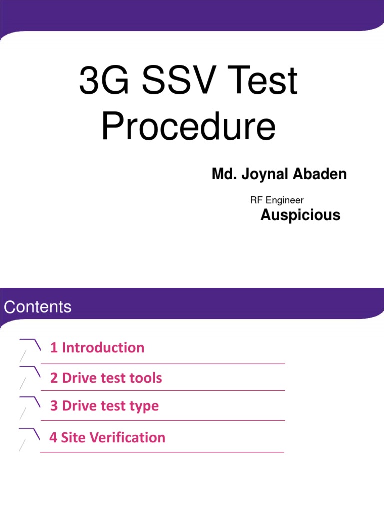 3G SSV Test Procedure: Md. Joynal Abaden Auspicious | PDF | High Speed ...