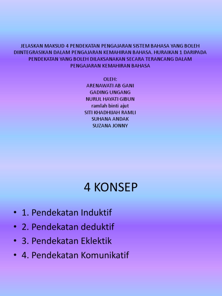 Aplikasi Pendekatan Induktif Dalam Pengajaran Bahasa Pdf