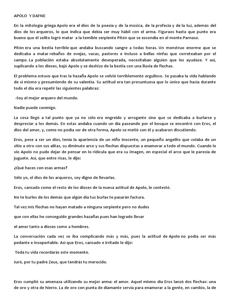 El Mito de Apolo y Dafne | PDF | Apolo | Eros