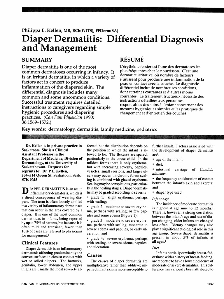 Dermatitis Management Diaper Differential and PDF Dermatitis