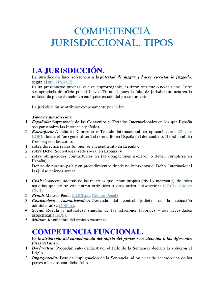 Competencia Jurisdiccional | Descargar gratis PDF | Competencia (ley ...
