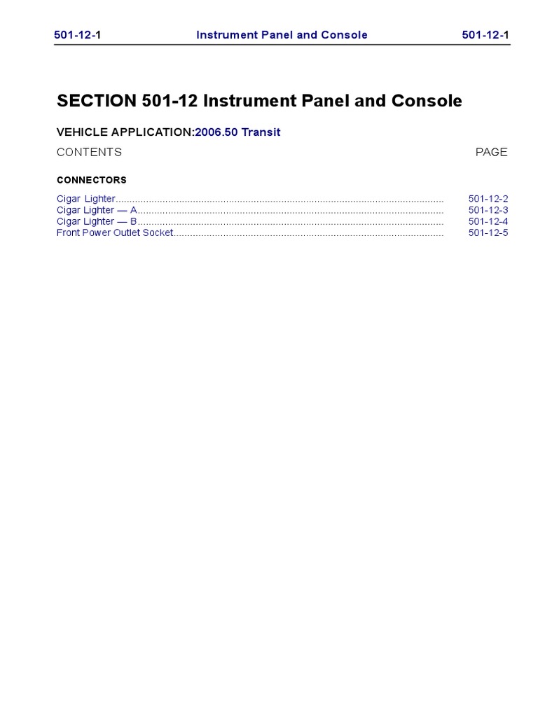 2006.50 Transit Instrument Panel Guide | PDF | Computers | Technology ...