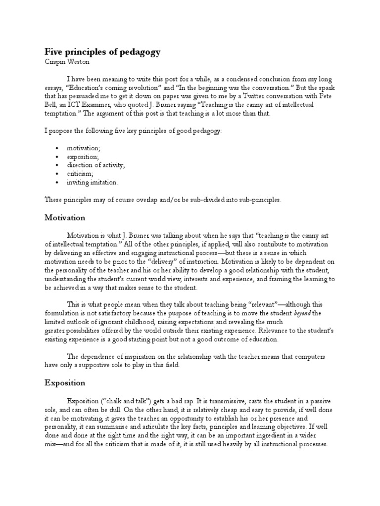 Five Key Pedagogical Principles | PDF | Imitation | Teachers