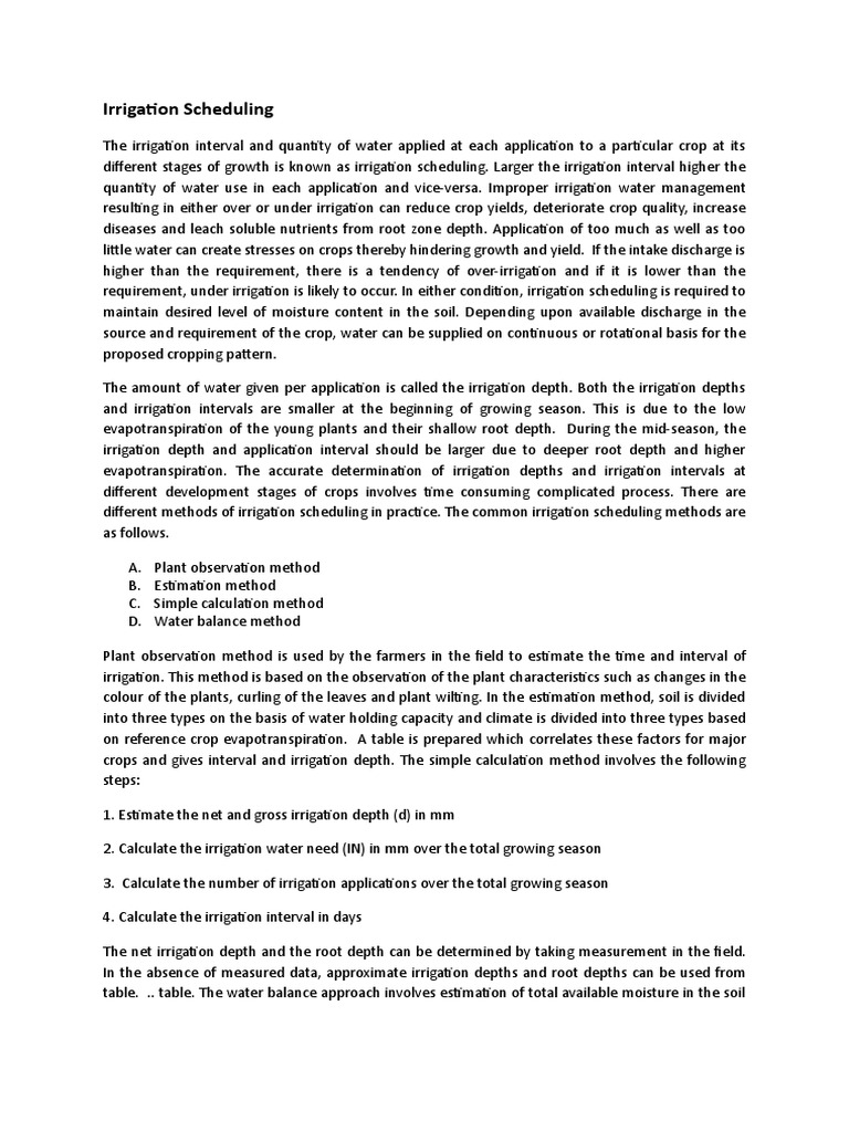 Irrigation Scheduling PDF Evapotranspiration Irrigation