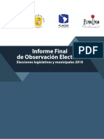Informe Final de Observación Electoral. Elecciones legislativas y municipales 2018