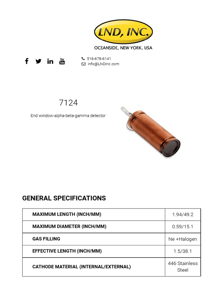 LND 7124 Nuclear Radiation Detector Specs | PDF | Technology & Engineering