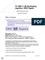 Digests: Metacognition. ERIC Digest