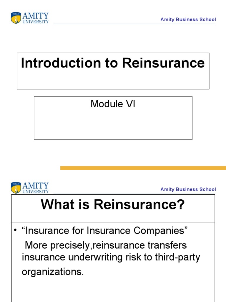 Introduction To Re Insurance | PDF | Reinsurance | Insurance