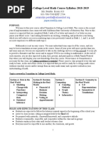 Transition To College Math Syllabus