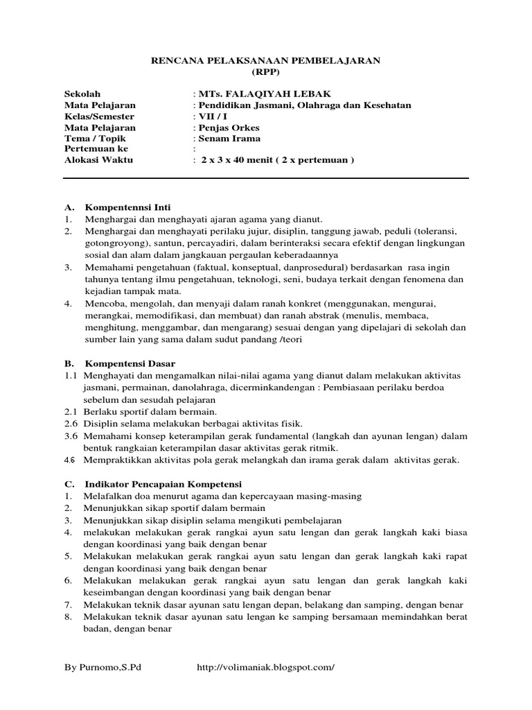 Rpp Pjok Senam Irama