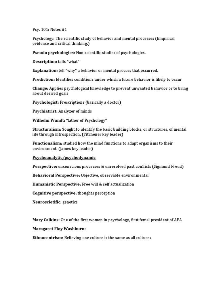 Psychology 101: Key Concepts and Theories | PDF