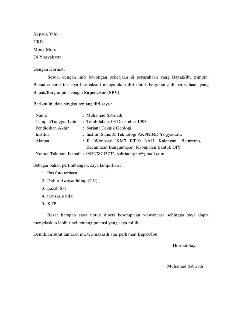 Surat Lamaran Untuk Job Fair Download Contoh Seputar Surat