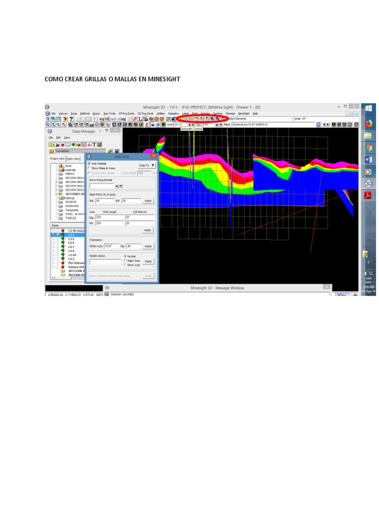 Crear Grillas en Minesight 3D | PDF
