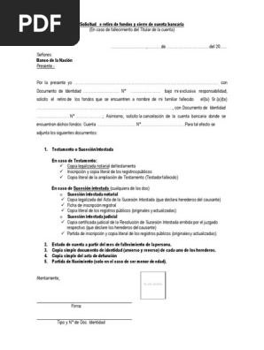 Carta Solicitud Retiro Fondos Cierre Cuenta Pdf