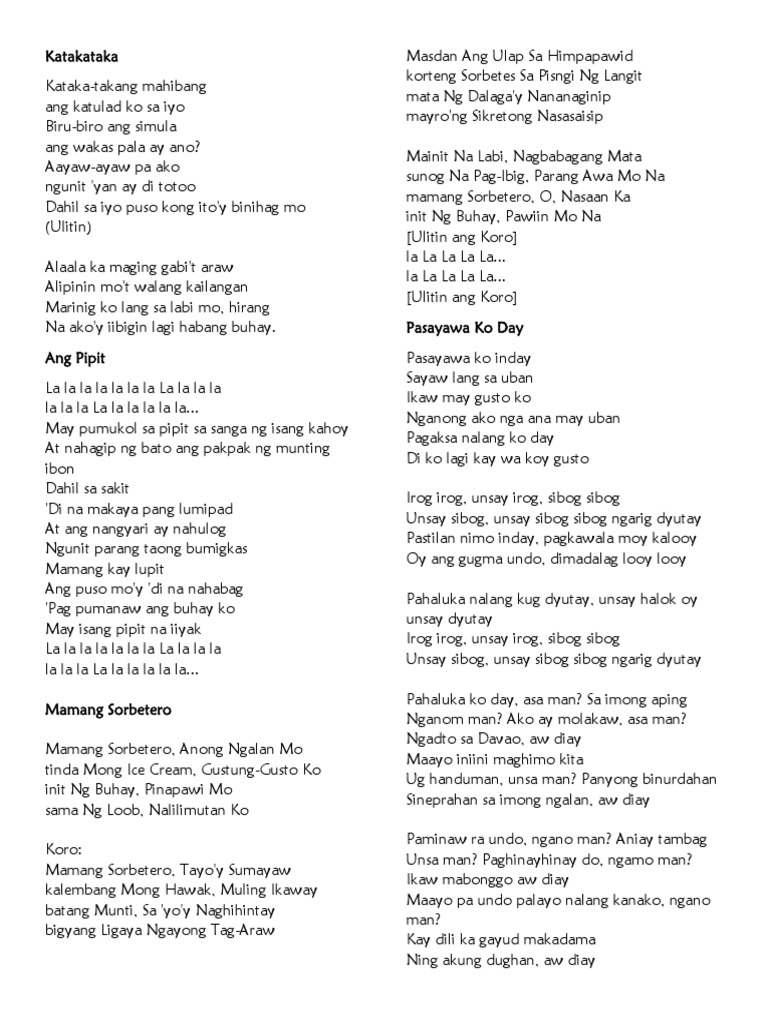 Lyrics Awiting Bayan