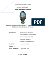 Blending en La Refineria Gualberto Villarroel para La Obtencion de La Gasolina Especial PROYECTO CORREGIDO GRUPO 7 PDF