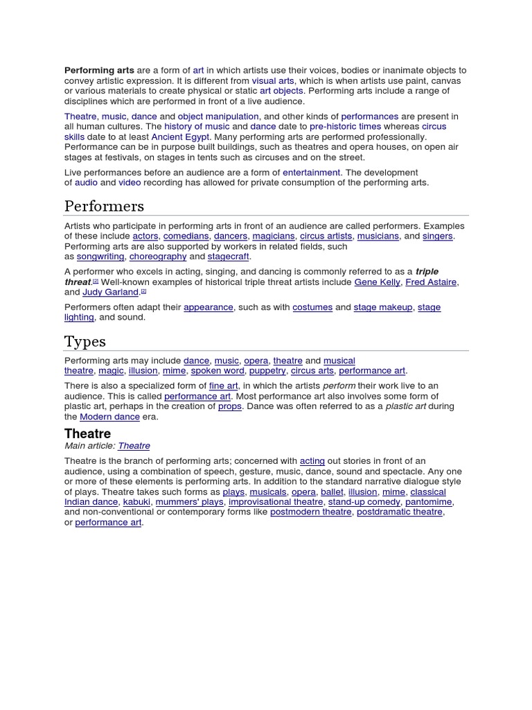 Performing Arts Pdf Performing Arts Dances