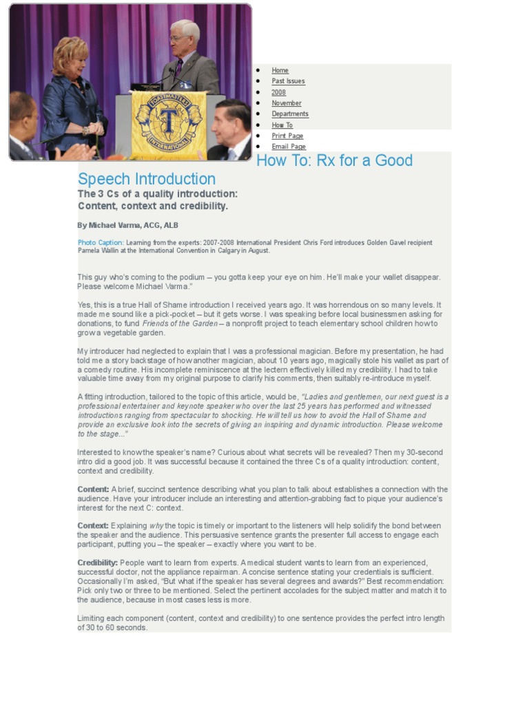 How To: RX For A Good Speech Introduction: The 3 Cs of A Quality ...