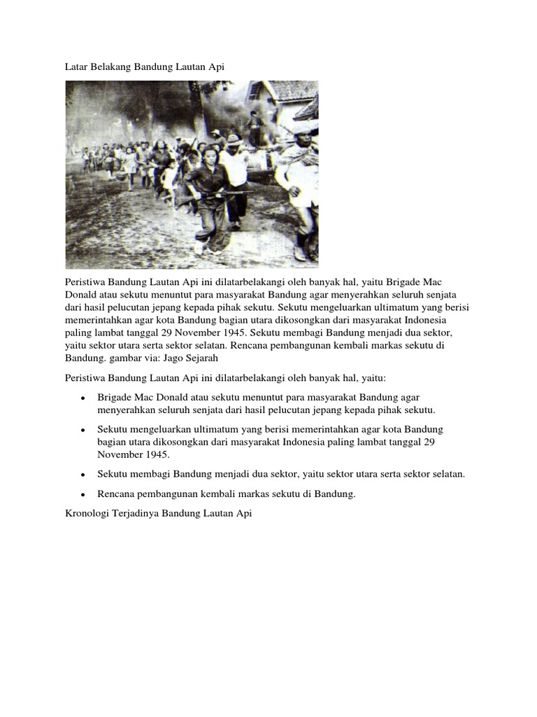 Latar Belakang Bandung Lautan API PDF Perjalanan Sejarah