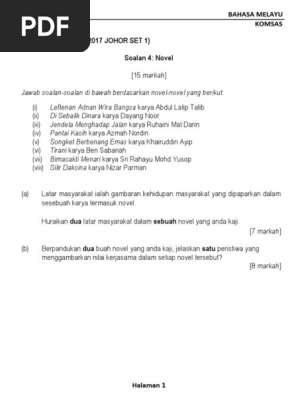 8 Koleksi Soalan Komsas Novel Pdf